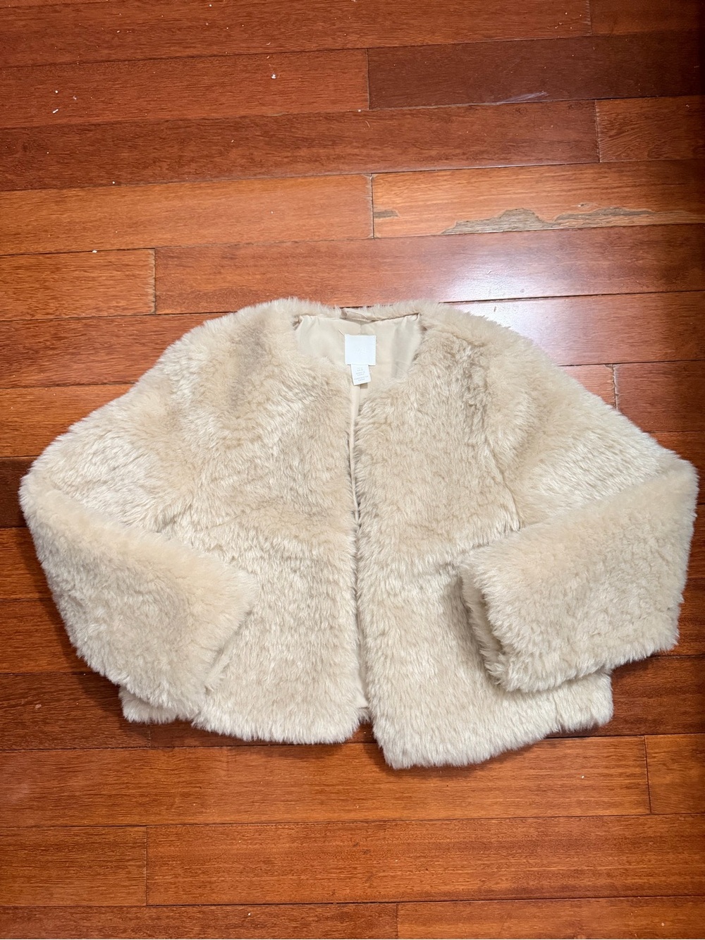 H&M Cream Faux Fur women’s  Jacket medium